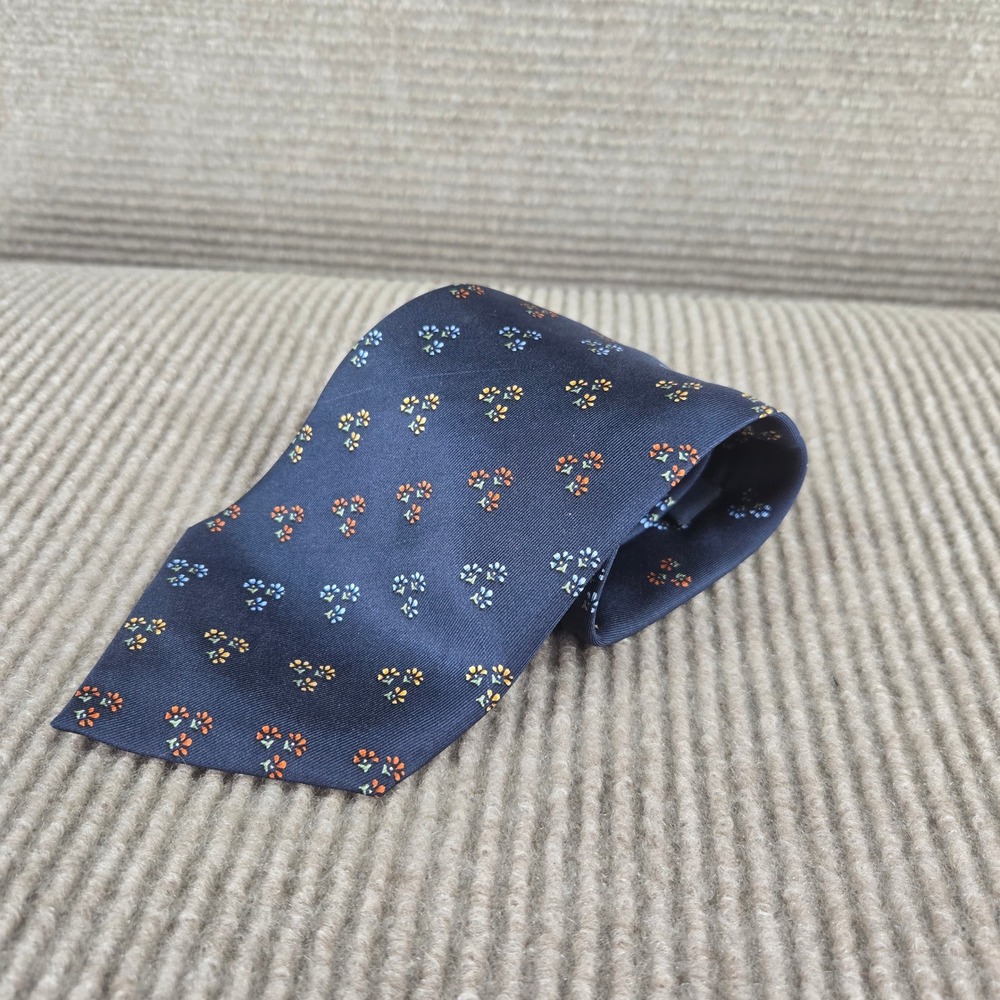 Nautica Mens Navy Blue Floral Silk Classic Necktie